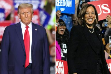 Democratic Vice President Kamala Harris (R) and Republican former president Donald Trump (L) are dead-even in the tightest and most volatile White House race of modern times