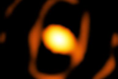 The image of the massive star, which is encircled by a mysterious "egg-shaped cocoon"