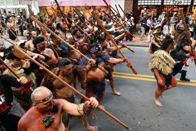 Members of the Maori community march in a protest rally to criticise the government for its policies affecting the Indigenous Māori population in Wellington on November 19, 2024.  Thousands of people participated in the nine day protest march organised by
