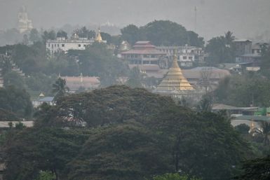 Myanmar's Myawaddy town is seen from across the Thai border in Mae Sot on April 11, 2024
