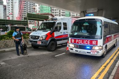Police presence was heavy outside the West Kowloon Magistrates' Court in Hong Kong