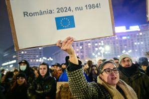 Romanians have been protesting after a far-right candidate secured a shock win in the first round of the country's presidential elections