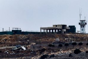 Seen from northern Israel, a United Nations Interim Force in Lebanon (UNIFIL) peacekeeping base in the southern Lebanese village of Hula