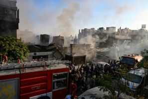 The site of a reported Israeli strike in the Mazzeh district of Damascus on November 14, 2024